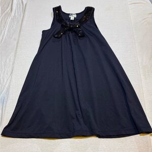 Place Black Sleeveless Dress with Sequin Bow